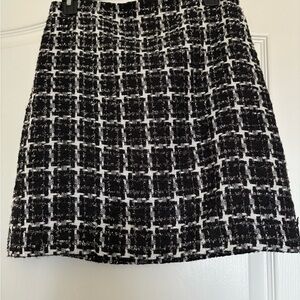 LOFT Black and White Checkered Mini Skirt